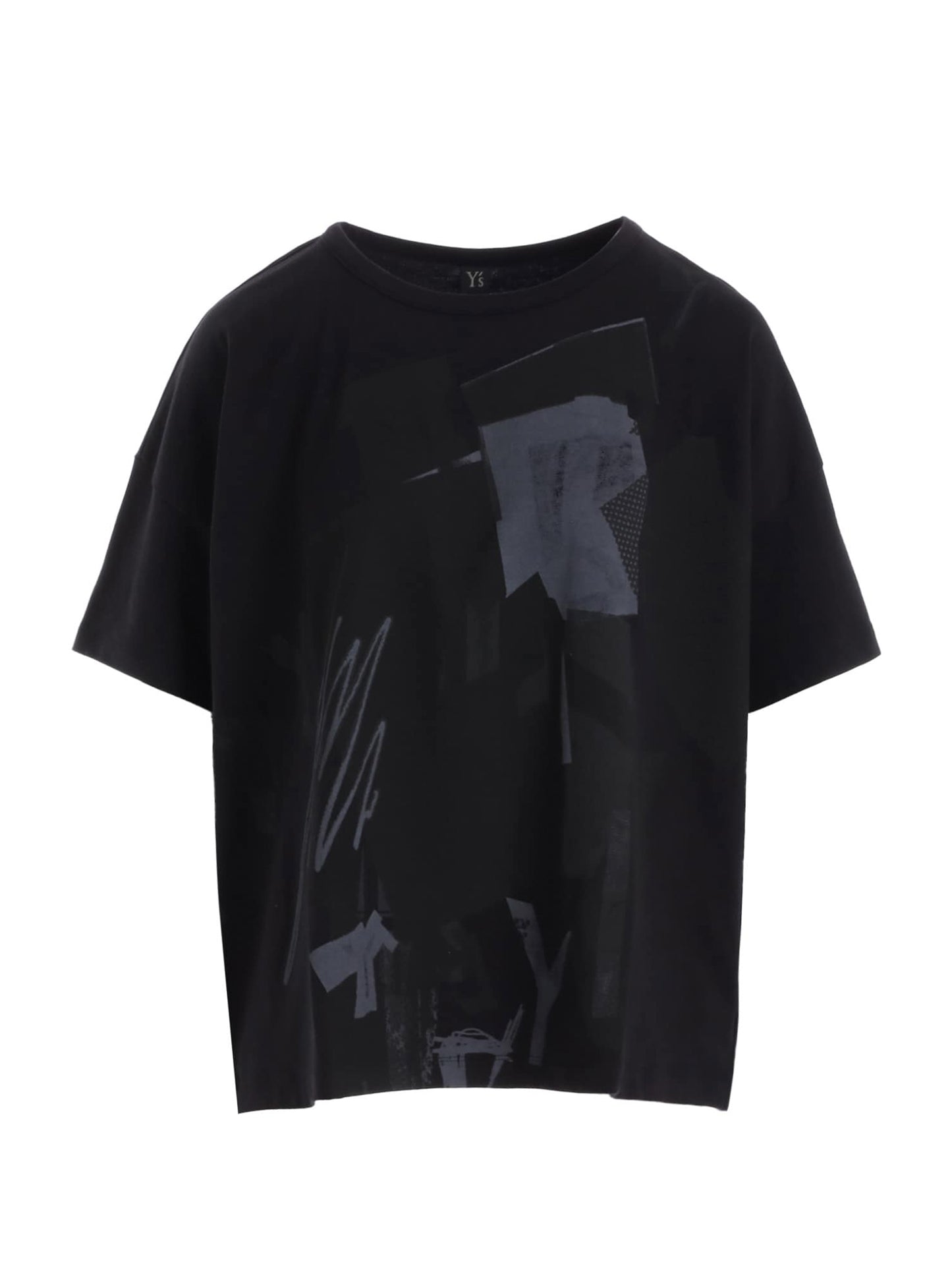 【Y's - ワイズ】Y'S COLLAGE PRINT LOOSE ROUND NECK T / BLACK (Tシャツ/ブラック)