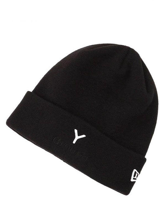 【Ground Y - グラウンドワイ】Ground Y × NEWERA CUFF KNIT GY LOGO/ BLACK(ビーニー/ブラック)