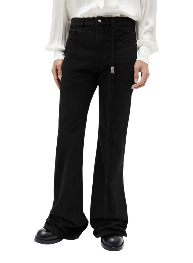【ANN DEMEULEMEESTER - アン ドゥムルメステール】HAMO 5-POCKET SLIM FIT BOOTCUT TROUSERS  / BLACK(トラウザーズ/ブラック）