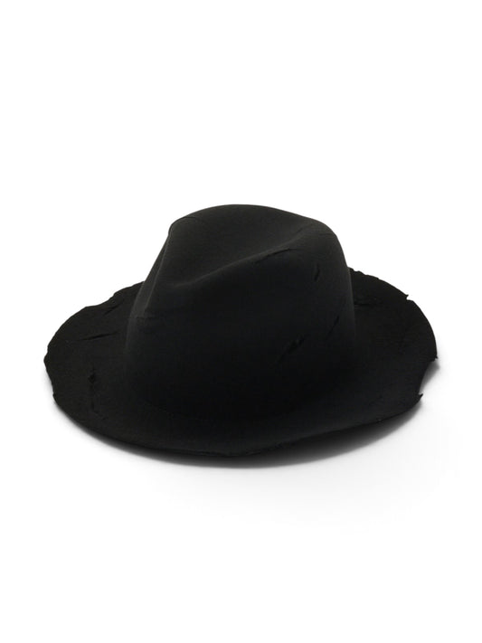 【Yohji Yamamoto POUR HOMME - ヨウジヤマモト プールオム】WOOL BODY CUT OUT HAT（ハット/ ブラック)