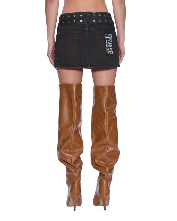 【KSUBI - スビ】MICRO MINI BELTED GREASED / BROWN (スカート/ブラウン)