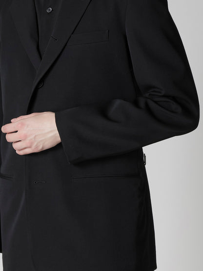 【Yohji Yamamoto POUR HOMME - ヨウジヤマモト プールオム】REGULATION GABARDINE 5BUTTONS JACKET（ジャケット/ ブラック)