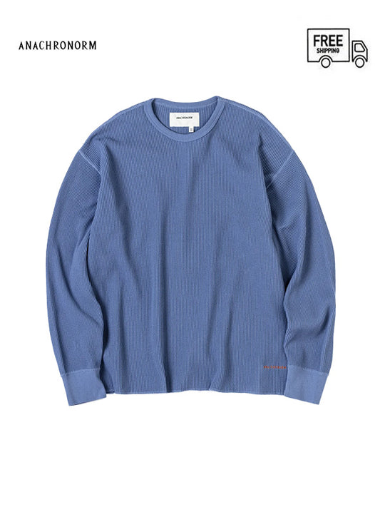 【ANACHRONORM - アナクロノーム】AN314 HEAVY WAFFLEL L/S/ BLUE（ロンT/ブルー）