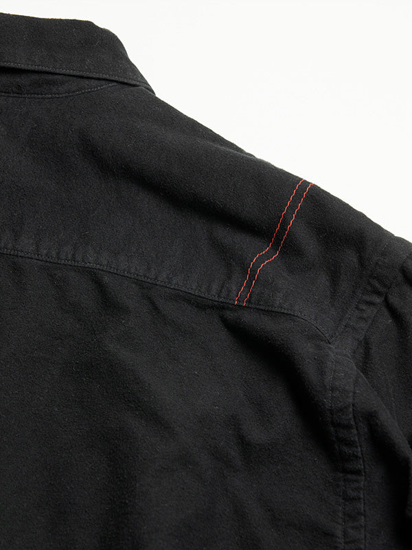 【ANACHRONORM - アナクロノーム】AN380 COTTON SUEDE WIDE SHIRTS BLACK / BLACK (シャツ/ブラック)