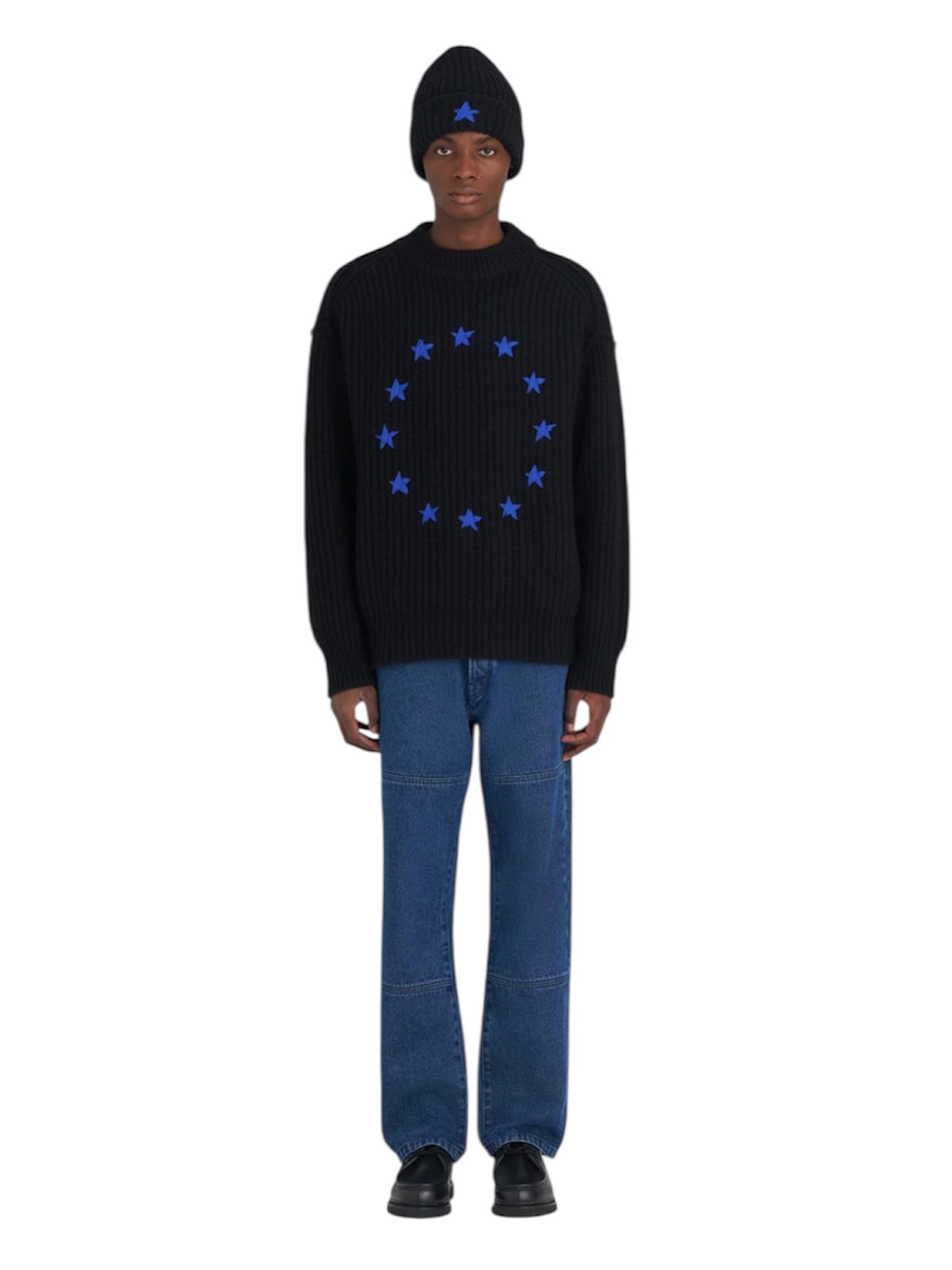 【Études studio - エチュード スタジオ】Ribbed Round Neck Europa / BLACK (セーター/ブラック)