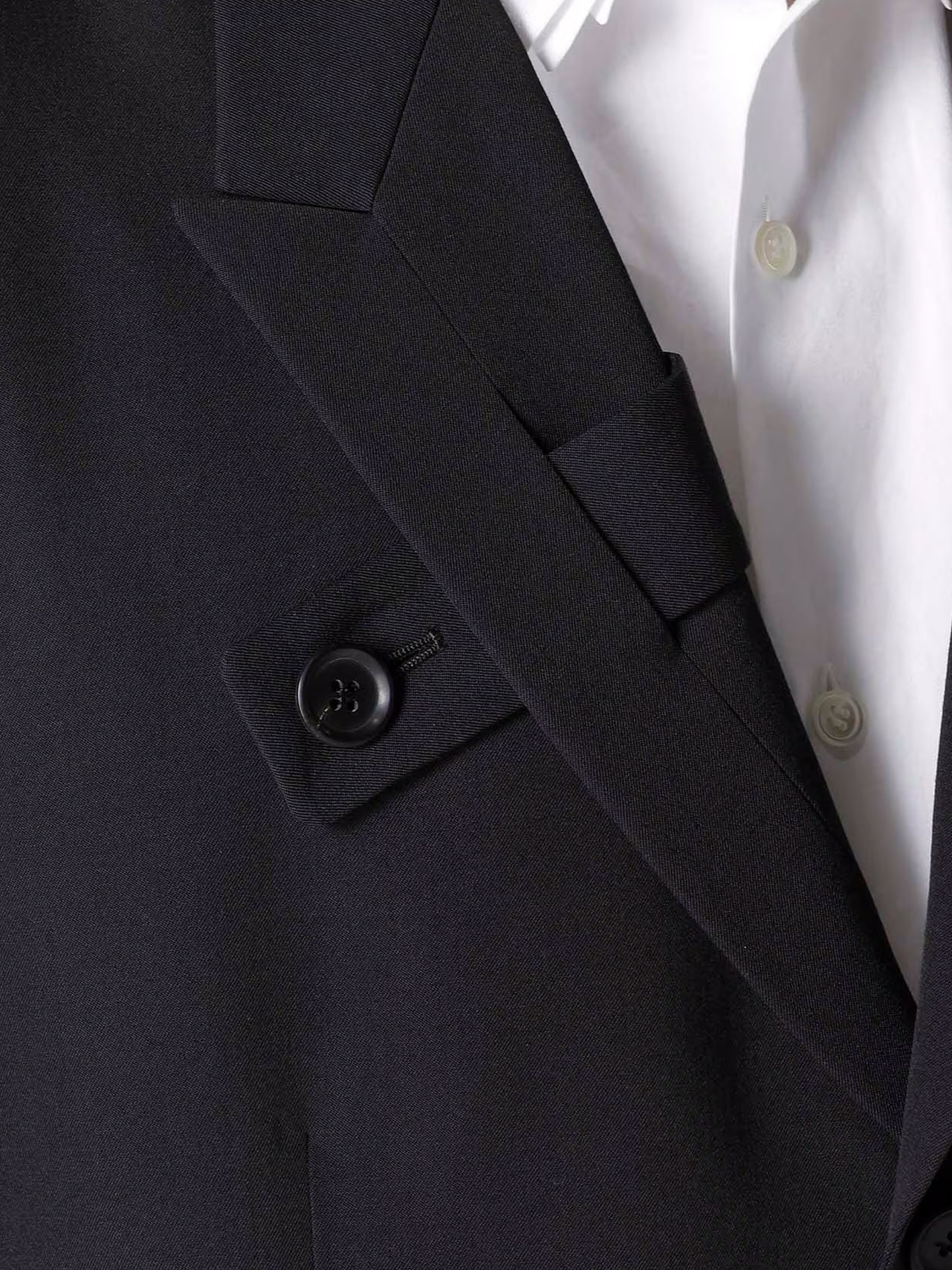 【Y's for men-ワイズフォーメン】WOOL GABARDINE JACKET WITH A RIGHT LAPEL TAB(ジャケット/ブラック)