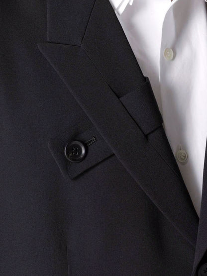 【Y's for men-ワイズフォーメン】WOOL GABARDINE JACKET WITH A RIGHT LAPEL TAB(ジャケット/ブラック)