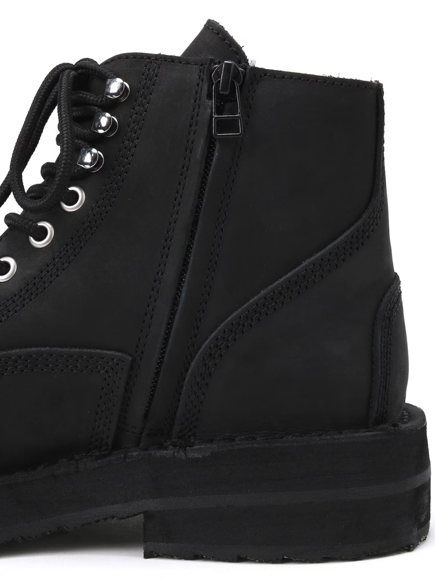 【Yohji Yamamoto POUR HOMME - ヨウジヤマモト プールオム】MAT SMOOTH LEATHER ZIP BIKER BOOTS / BLACK(ブラック/ブーツ)