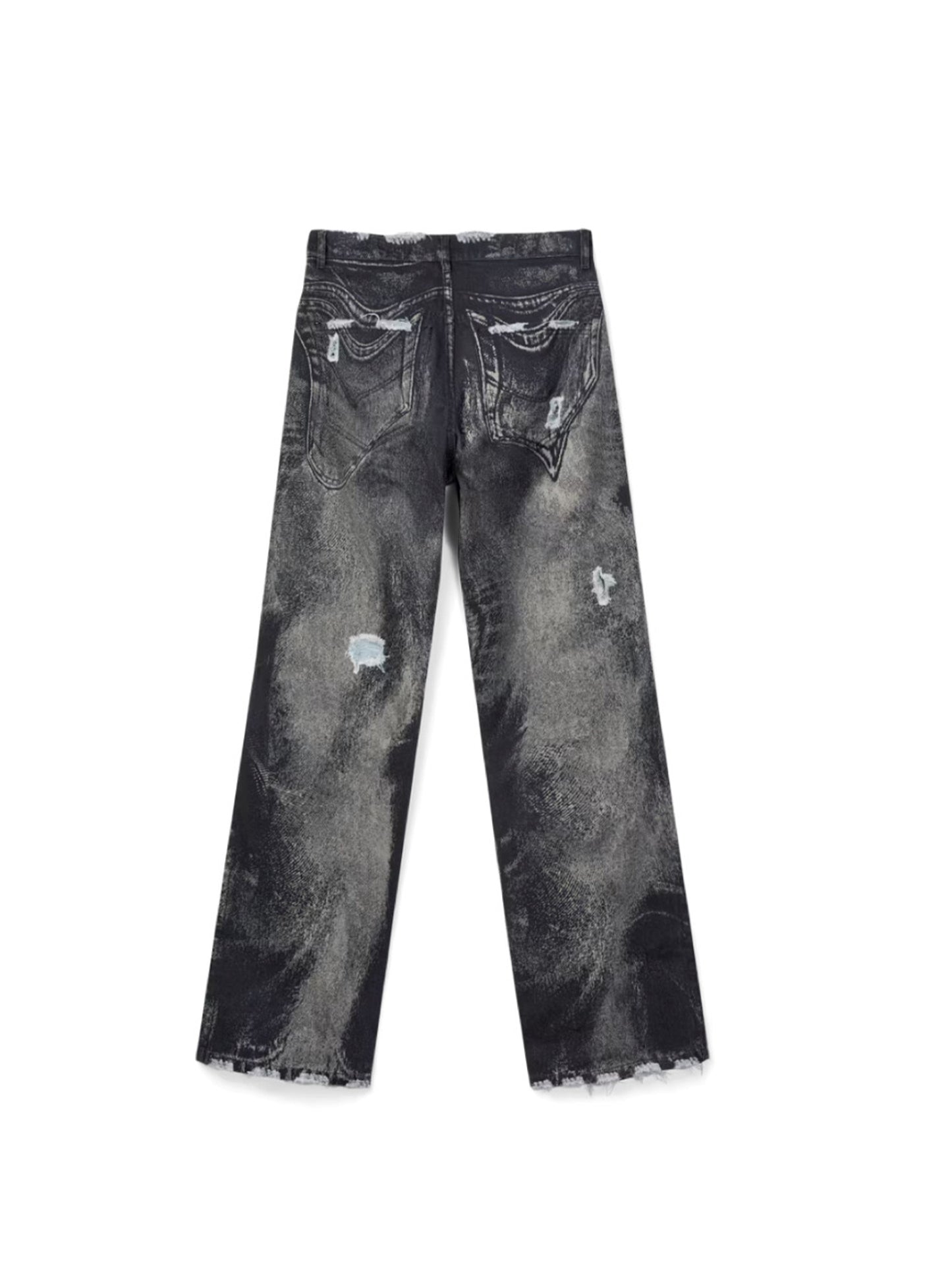 【CAMPER LAB  - カンペールラボ】DISTORTED PRINT DISTRESSED DENIM JEANS / GRAY BLACK (デニムパンツ/グレーブラック）