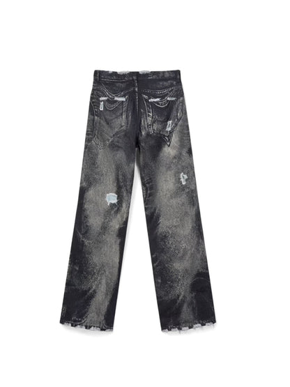 【CAMPER LAB  - カンペールラボ】DISTORTED PRINT DISTRESSED DENIM JEANS / GRAY BLACK (デニムパンツ/グレーブラック）