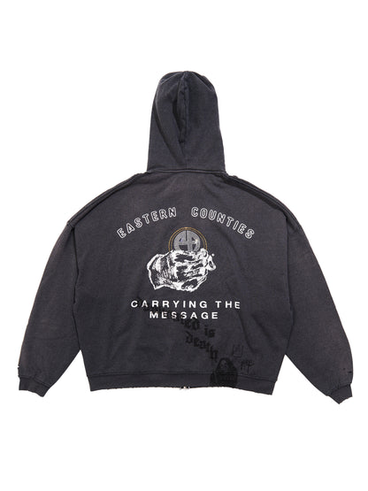 【PALY HOLLYWOOD - パリーハリウッド】CARRYING THE MESSAGE ZIP HOODIE / BLACK(フーディー/ブラック)