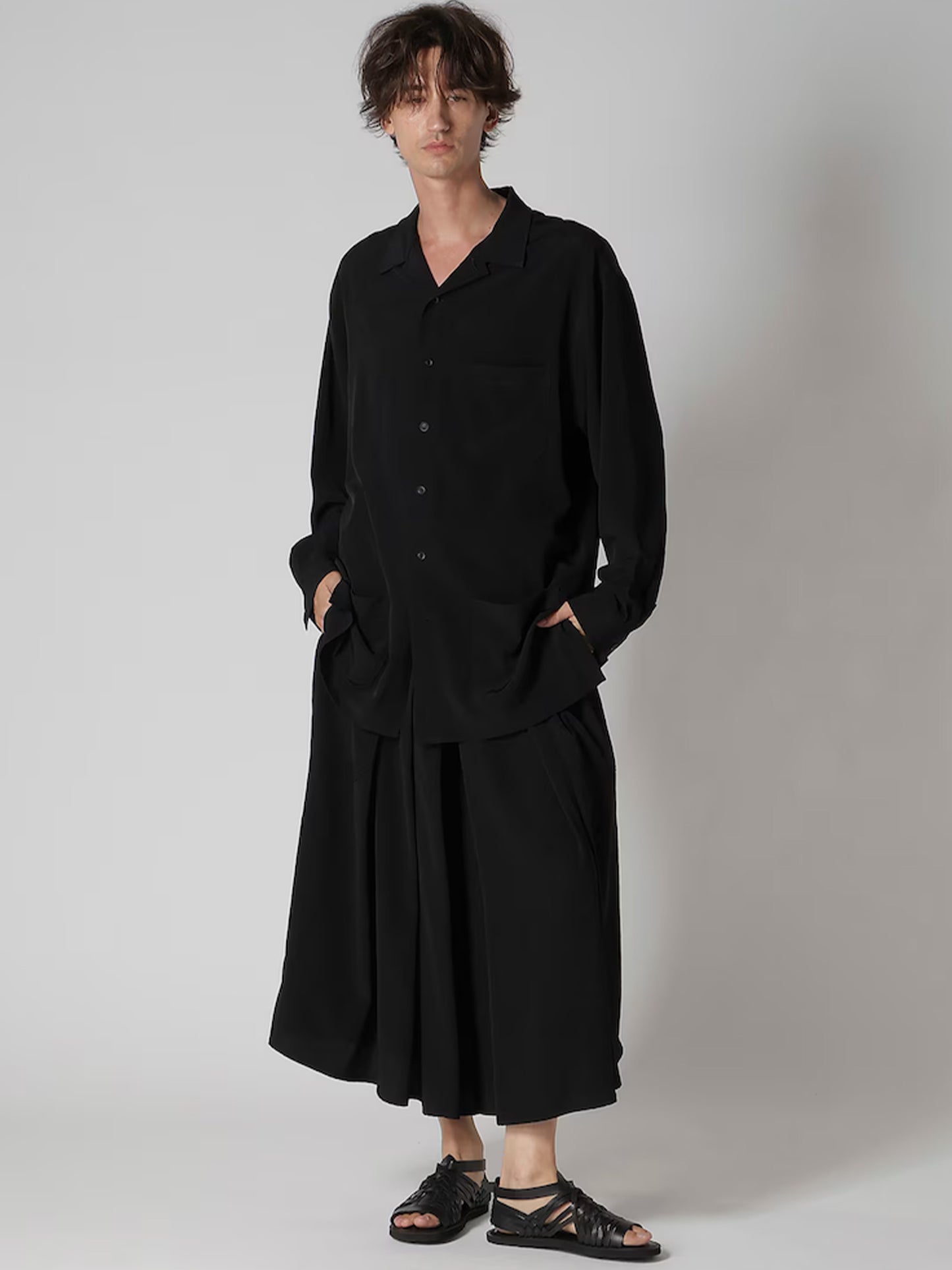 【Yohji Yamamoto POUR HOMME - ヨウジヤマモト プールオム】TA TUXEDO HAKAMA PANTS（パンツ/ブラック)