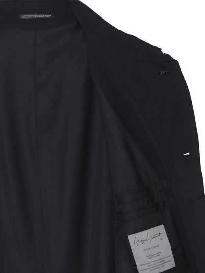 【Yohji Yamamoto POUR HOMME - ヨウジヤマモト プールオム】WOOL GABARDINE DESIGNED SLEEVE COAT（コート/ブラック)