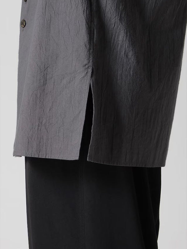 【Y's for men-ワイズフォーメン】60 WRINKLE LAWN SHORT SLEEVE SHIRT WITH RANDOM BUTTONS (半袖シャツ/グレー)