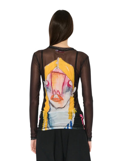 【Charles Jeffrey Loverboy - チャールズ ジェフリー ラバーボーイ】POWERMESH LONG SLEEVE TEE / BLACK (メッシュトップ/ブラック)