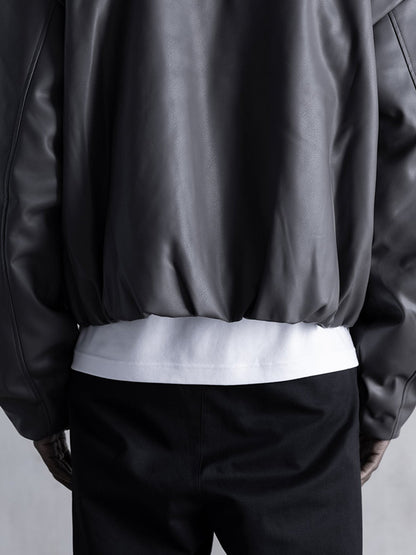 30%OFF【STAMPD - スタンプド】FAUX LEATHER OVERSIZED CROPPED BOMBER / BLACK (ジャケット/ブラック)