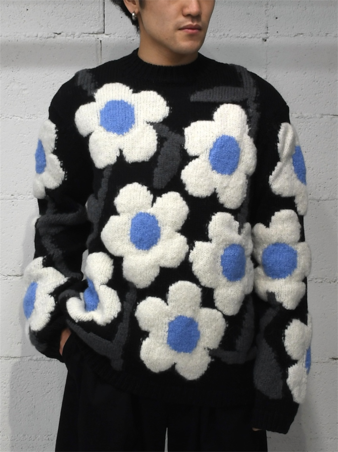 【Walter Van Beirendonck - ウォルターヴァンベイレンドンク】Flower Power Knit / BLACK (ニット/ブラック)