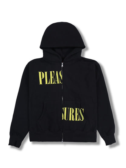 【PLEASURES - プレジャーズ】SPLIT ZIP HOODIE / BLACK (フーディ/ブラック)