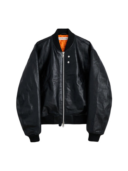【SUN FLOWER - サンフラワー】Leather Flight Jacket / Black (ジャケット/ブラック)
