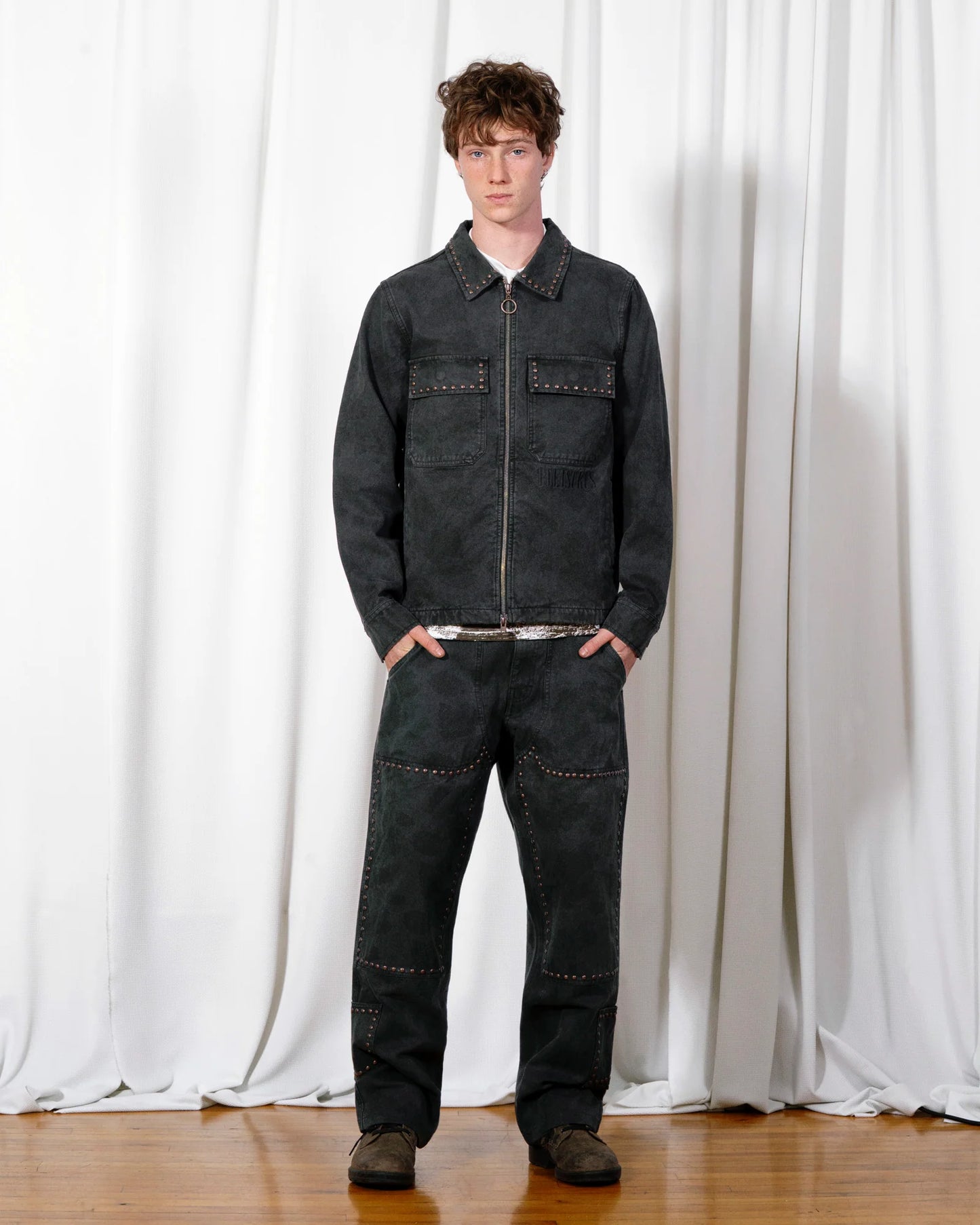 【PLEASURES - プレジャーズ】COWHIDE DOUBLE KNEE / BLACK (パンツ/ブラック)