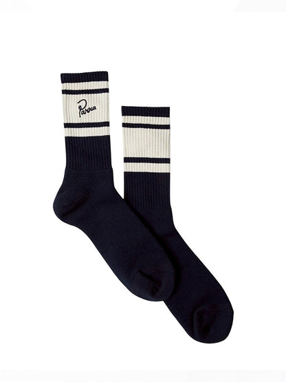 【by Parra - バイパラ】SIGNATURE STRIPED CREW SOCKS / NAVY BLUE (ソックス/ネイビーブルー)