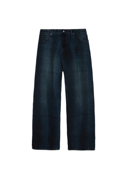 【BASKETCASE  - バスケットケース】LAX, baggy denim snakeskin / BLUE (パンツ/ブルー)