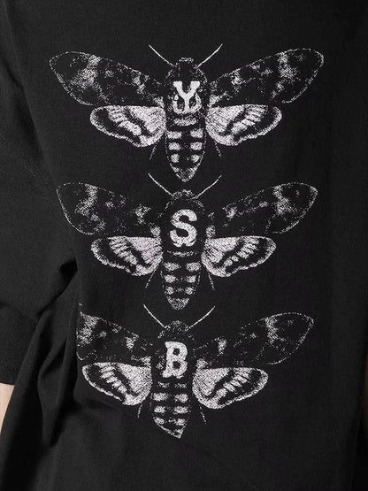 【Y's.... - ワイズビー】9.1OZ MOTH PRINT T /BLACK (Tシャツ/ブラック)