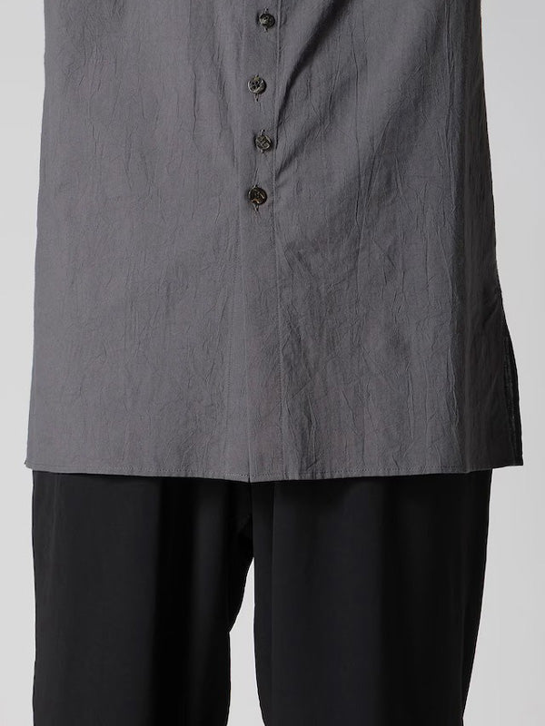【Y's for men-ワイズフォーメン】60 WRINKLE LAWN SHORT SLEEVE SHIRT WITH RANDOM BUTTONS (半袖シャツ/グレー)
