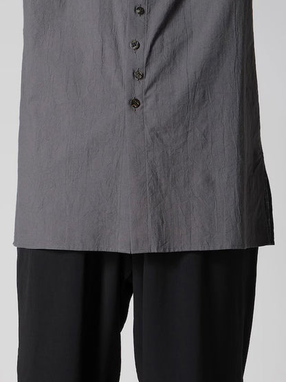 【Y's for men-ワイズフォーメン】60 WRINKLE LAWN SHORT SLEEVE SHIRT WITH RANDOM BUTTONS (半袖シャツ/グレー)