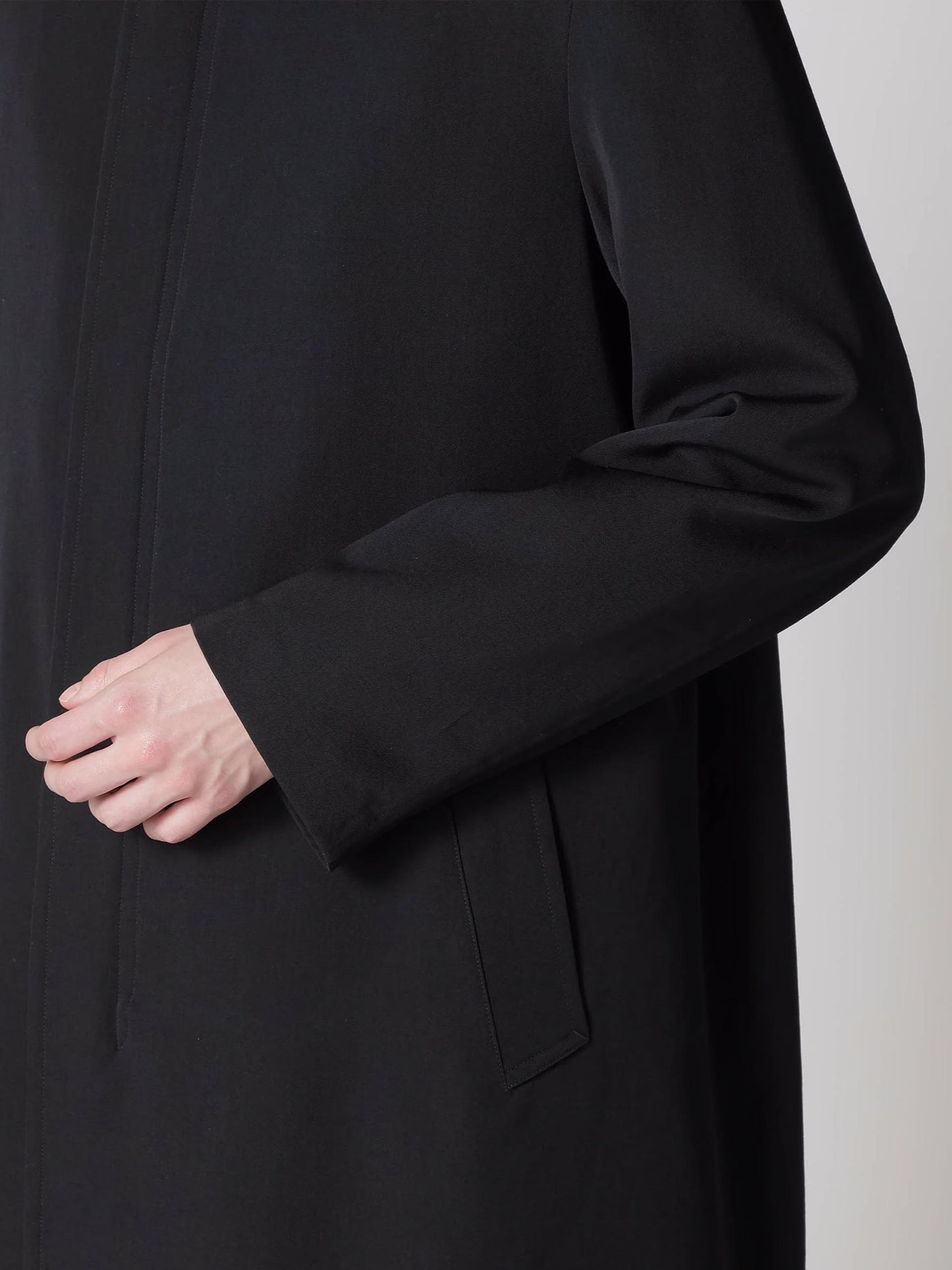 【Y's for men - ワイズフォーメン】WOOL GABARDINE COAT WITH STAND FRONT COLLAR(コート/ブラック)