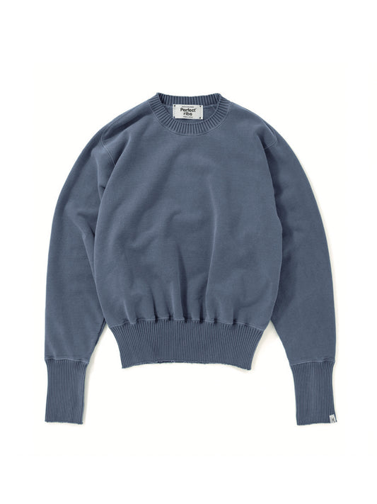 【Perfect ribs® - パーフェクトリブス】Crew Neck Sweat Shirt / Fade Blue(スウェットシャツ/フェードブルー)