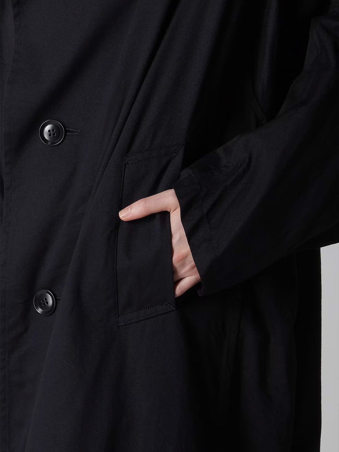 【Y's - ワイズ】Y's BORN PRODUT COTTON TWILL LONG CAPE COAT / BLACK (コート/ブラック)