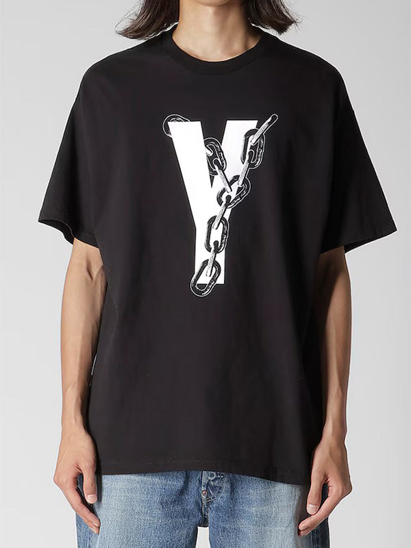 【Y's for men-ワイズフォーメン】"Y's for men × MASSES" COTTON SINGLE PRINT ROUND NECK SHORT SLEEVE T (Tシャツ/ブラック)