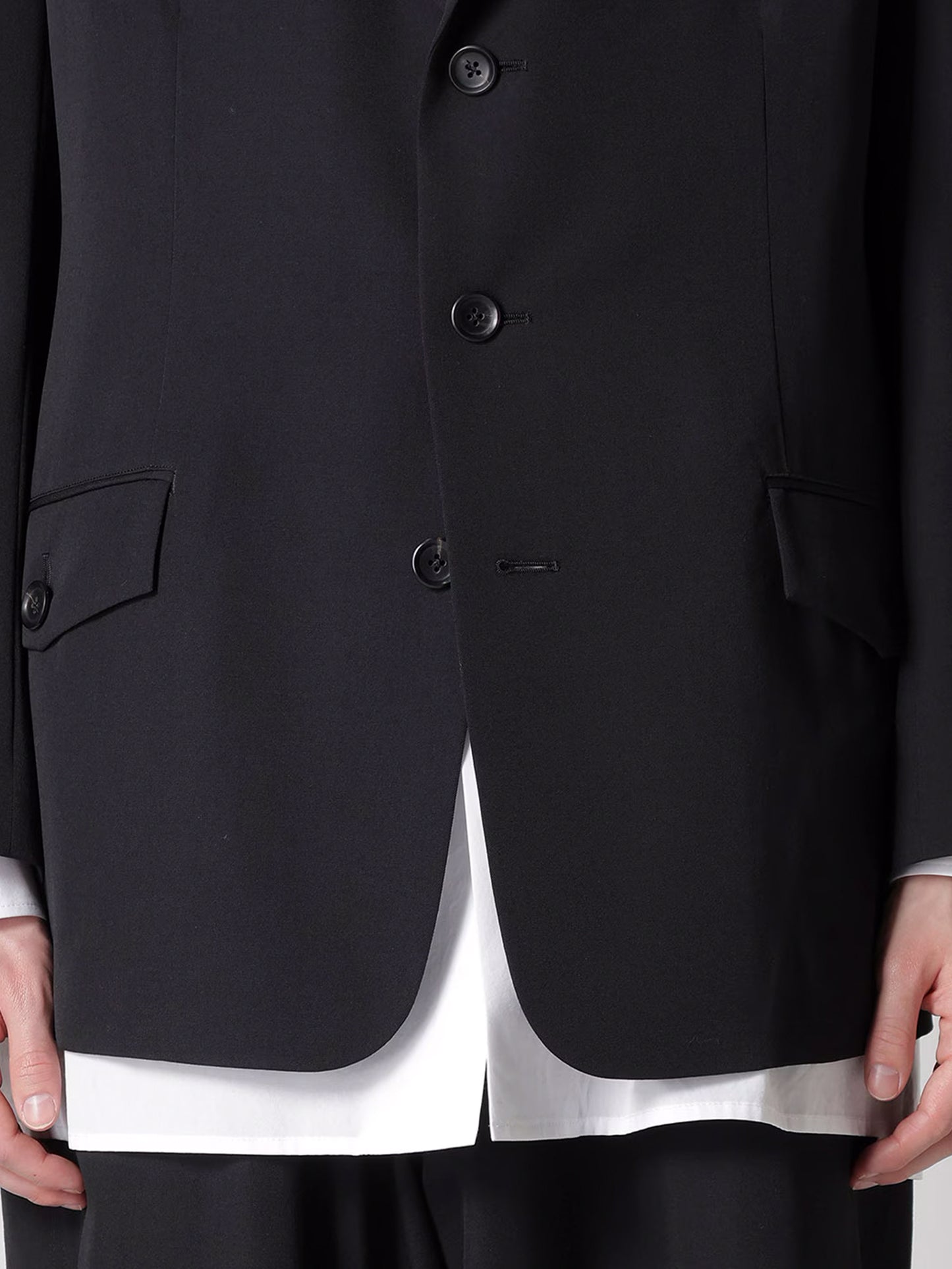 【Y's for men-ワイズフォーメン】WOOL GABARDINE JACKET WITH A RIGHT LAPEL TAB(ジャケット/ブラック)