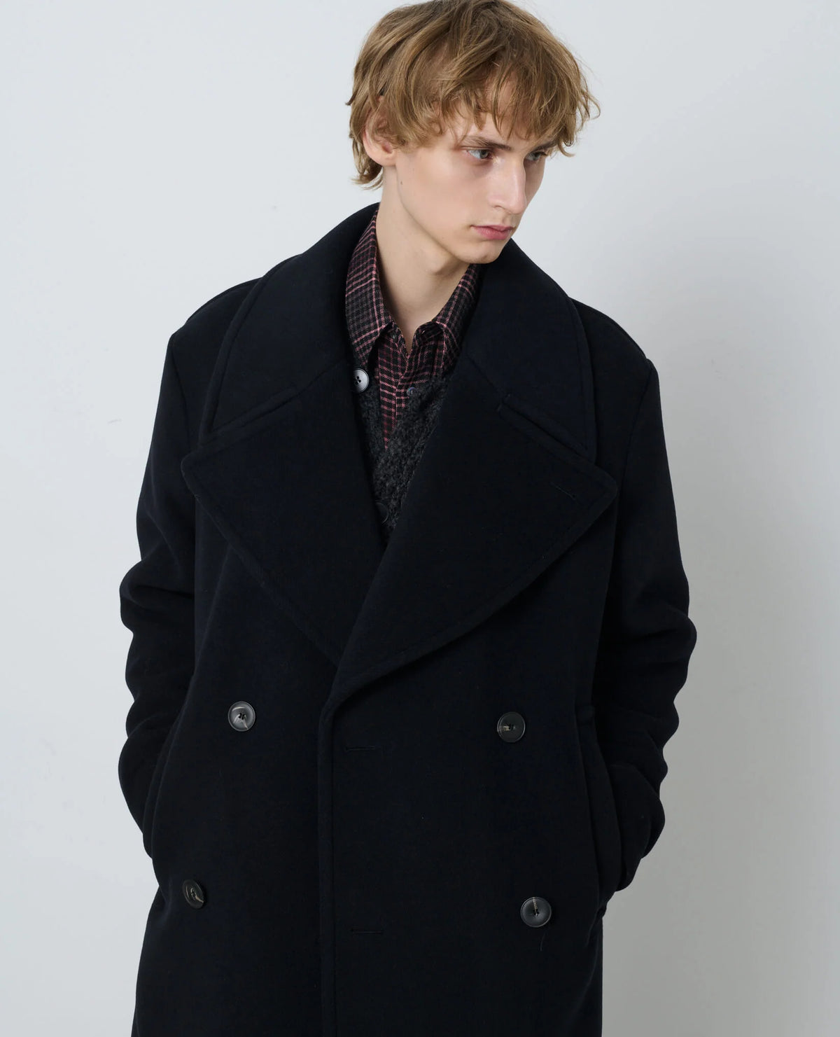 【SUN FLOWER - サンフラワー】DB OVERCOAT / Black (コート/ブラック)