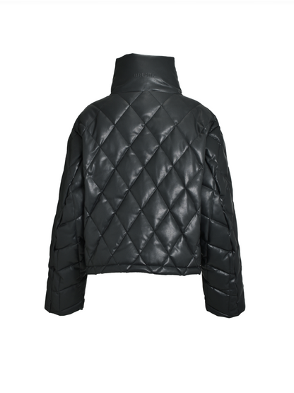 BREATH - ブレス】 FAUX LEATHER QUILTING DOWN JACKET / BLACK BREATH - ブレス】 FAUX LEATHER QUILTING DOWN JACKET / BLACK
