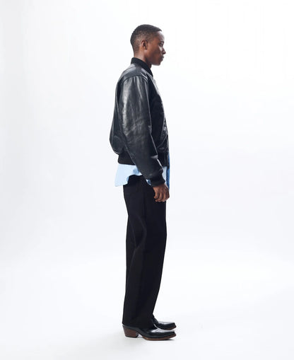 【SUN FLOWER - サンフラワー】Leather Flight Jacket / Black (ジャケット/ブラック)