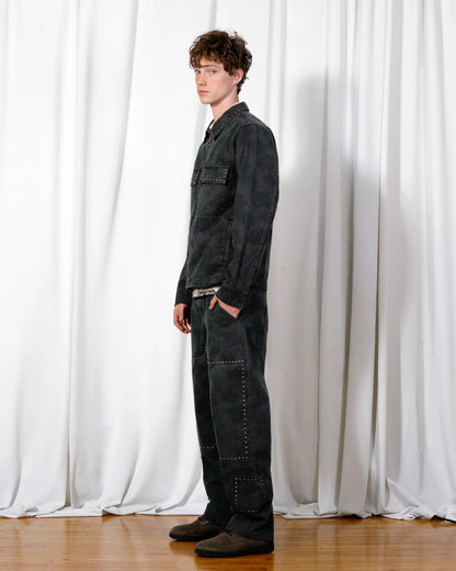 【PLEASURES - プレジャーズ】COWHIDE WORK JACKET / BLACK (ジャケット/ブラック)