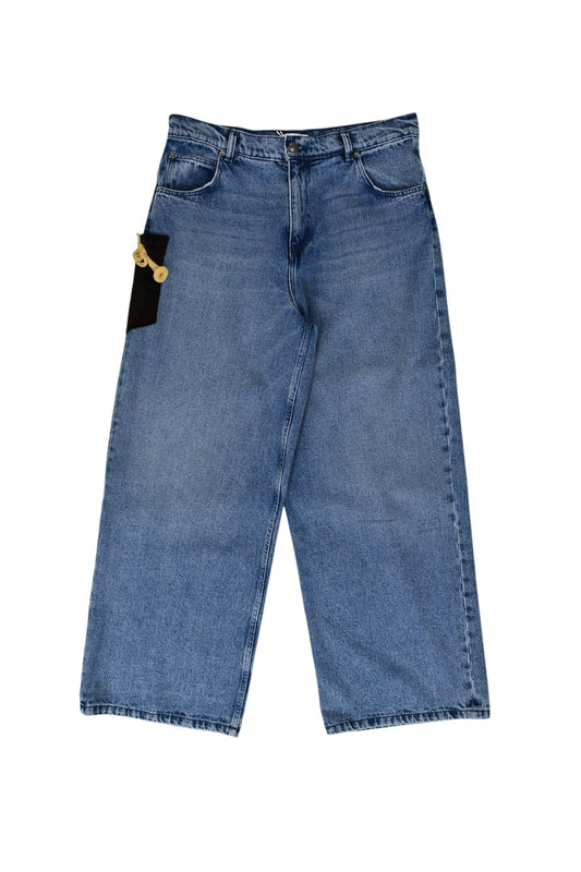 【Charles Jeffrey Loverboy - チャールズ ジェフリー ラバーボーイ】Loose Fit Jean With Crochet Trumpet / BLUE (ボトムス/ブルー)