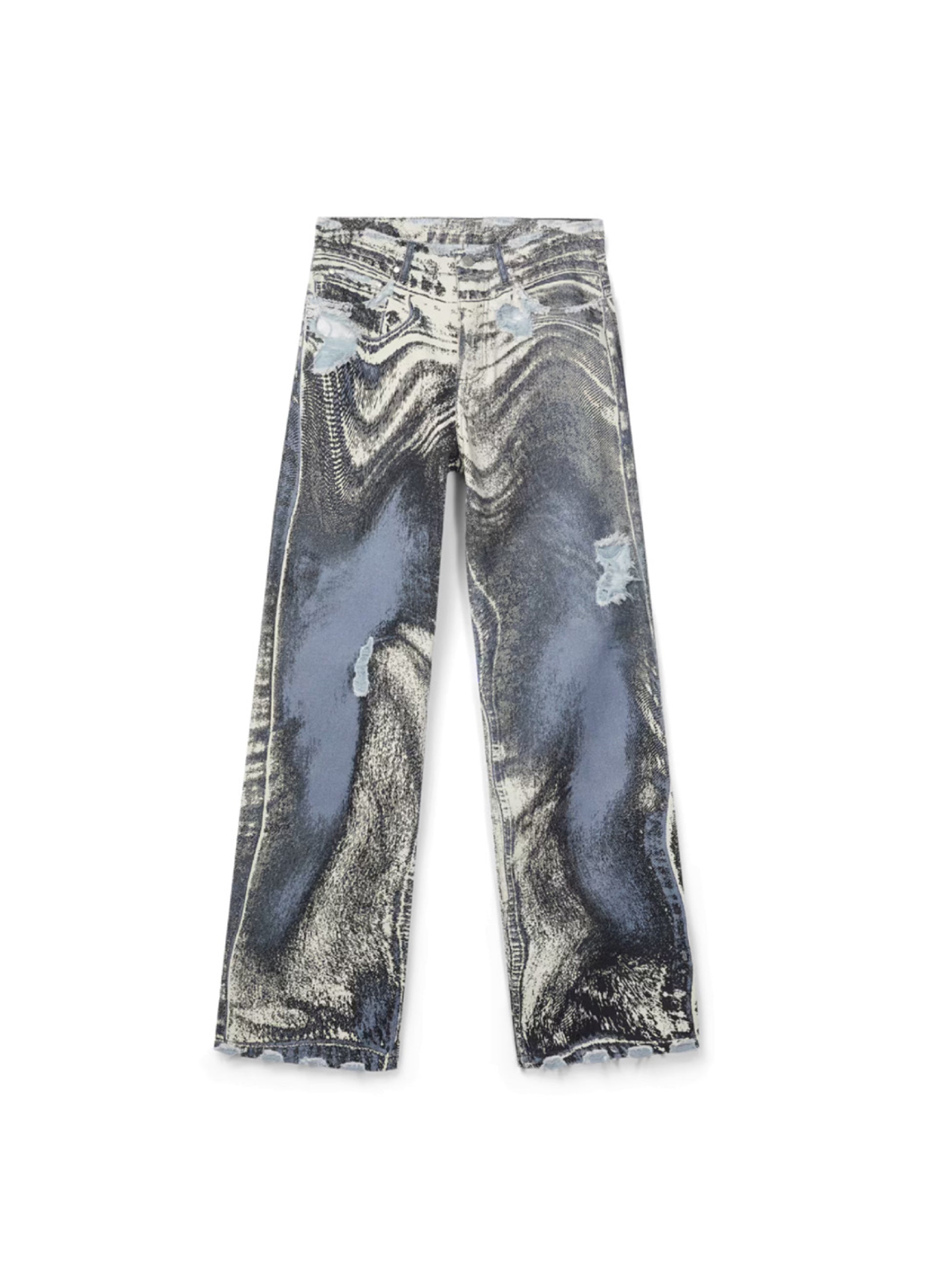 CAMPER LAB カンペールラボ デニムパンツ CAMPER LAB - カンペールラボ】DISTORTED PRINT DISTRESSED DENIM