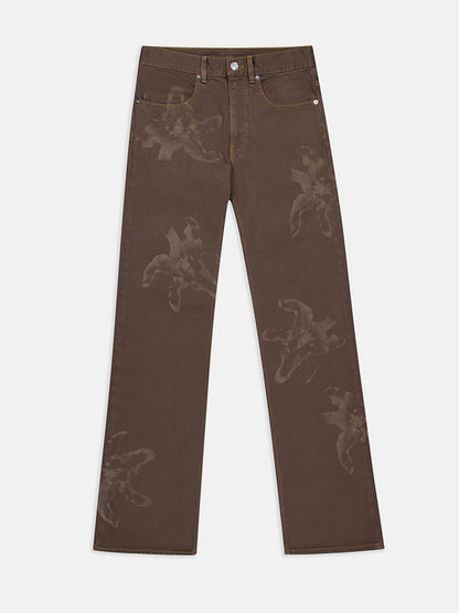 50%OFF【BLUE MARBLE - ブルーマーブル 】FLOWER BOOTCUT JEANS / BROWN(ブーツカット)