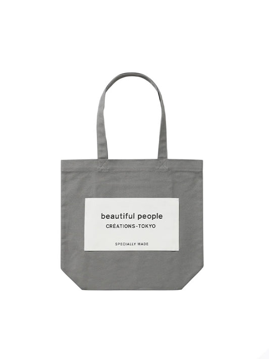【beautiful people - ビューティフルピープル】SDGs name tag tote bag / GRAY（バッグ/グレー)