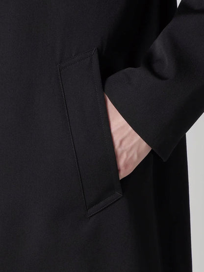 【Y's for men - ワイズフォーメン】WOOL GABARDINE COAT WITH STAND FRONT COLLAR(コート/ブラック)
