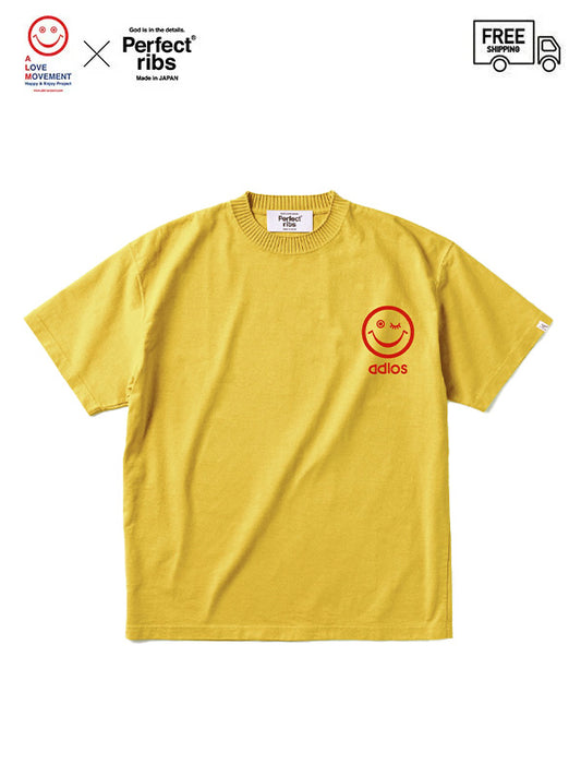【Perfect ribs® × ALM】"RELAX NO PROBLEM" Basic Short Sleeve T Shirts / Vintage Yellow