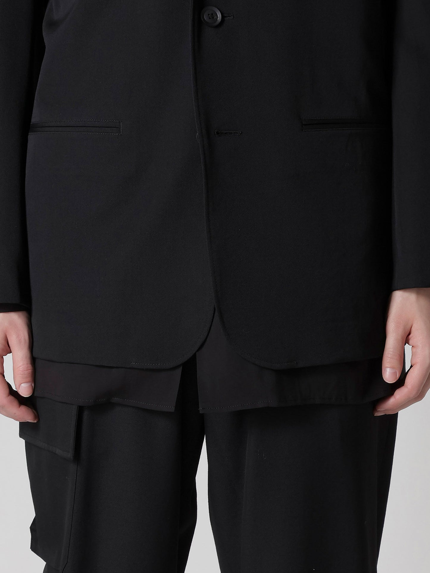 【Yohji Yamamoto POUR HOMME - ヨウジヤマモト プールオム】REGULATION GABARDINE 5BUTTONS JACKET（ジャケット/ ブラック)