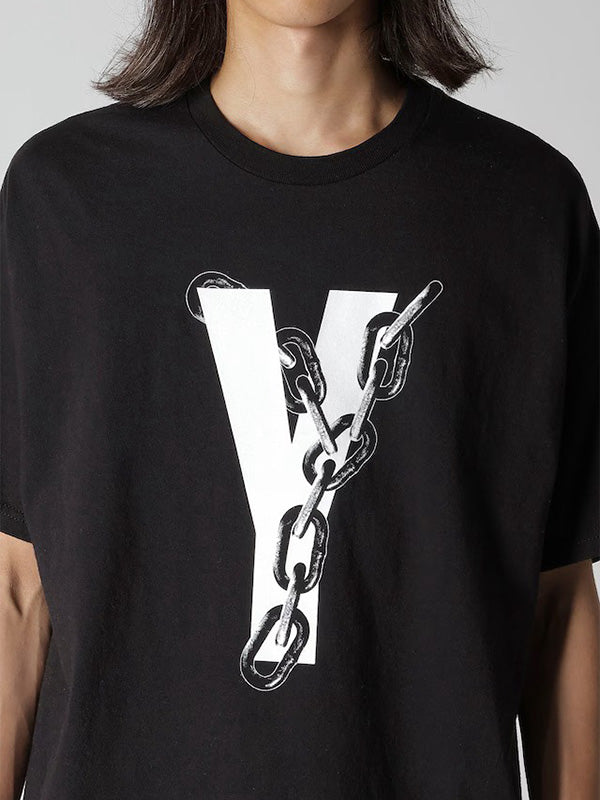【Y's for men-ワイズフォーメン】"Y's for men × MASSES" COTTON SINGLE PRINT ROUND NECK SHORT SLEEVE T (Tシャツ/ブラック)