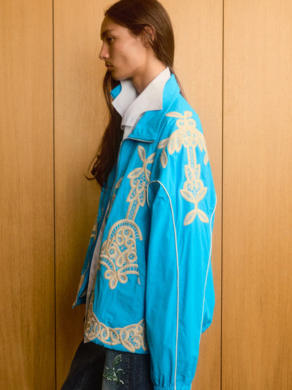 【BLUE MARBLE - ブルーマーブル 】Turquoise Embroidered Track Jacket / Turquoise(トラックジャケット/ターコイズ)