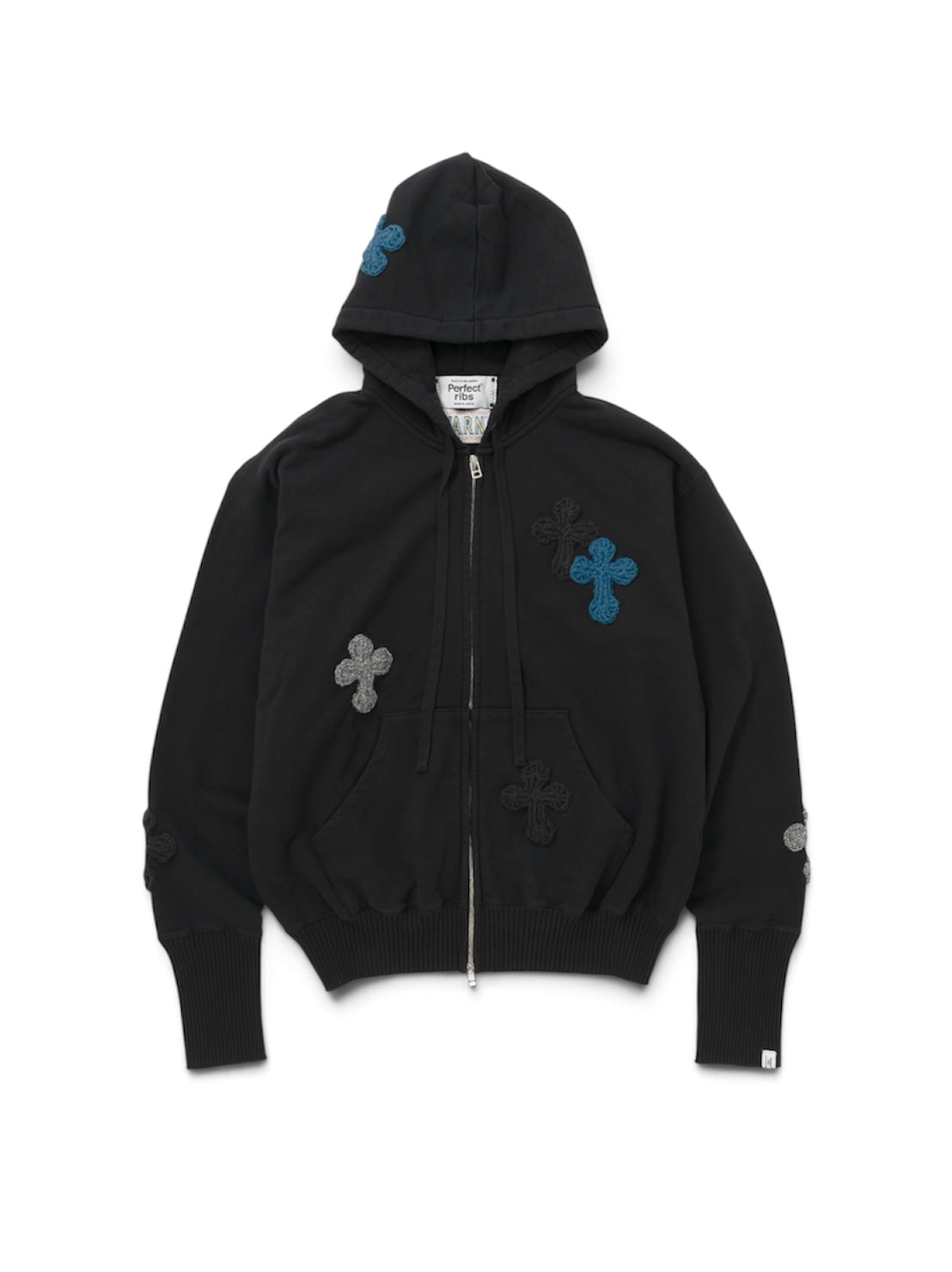 【Perfect ribs® × Y.A.R.N.】Basic Zip Hoodie (フーディー/ブラック)