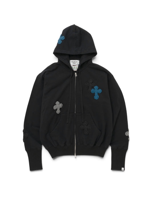 【Perfect ribs® × Y.A.R.N.】Basic Zip Hoodie (フーディー/ブラック)
