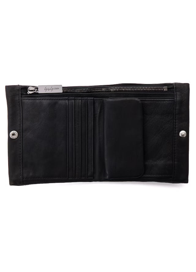 【Yohji Yamamoto POUR HOMME - ヨウジヤマモト プールオム】SOFT HORSE LEATHER BI-FOLD WALLET / BLACK(ウォレット/ブラック）